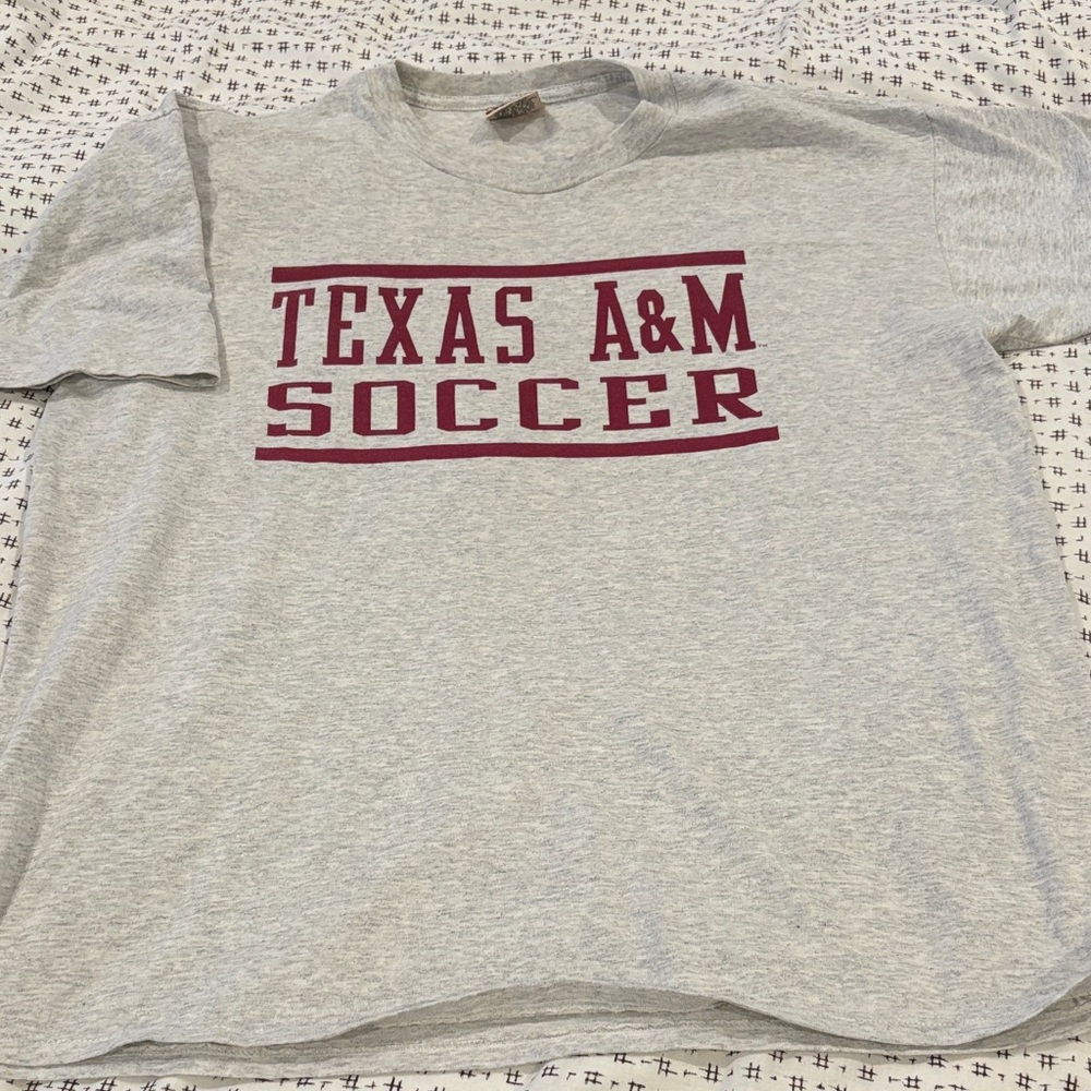 Vintage Texas A&M Soccer t-shirt, men/women,gray, red, size XL